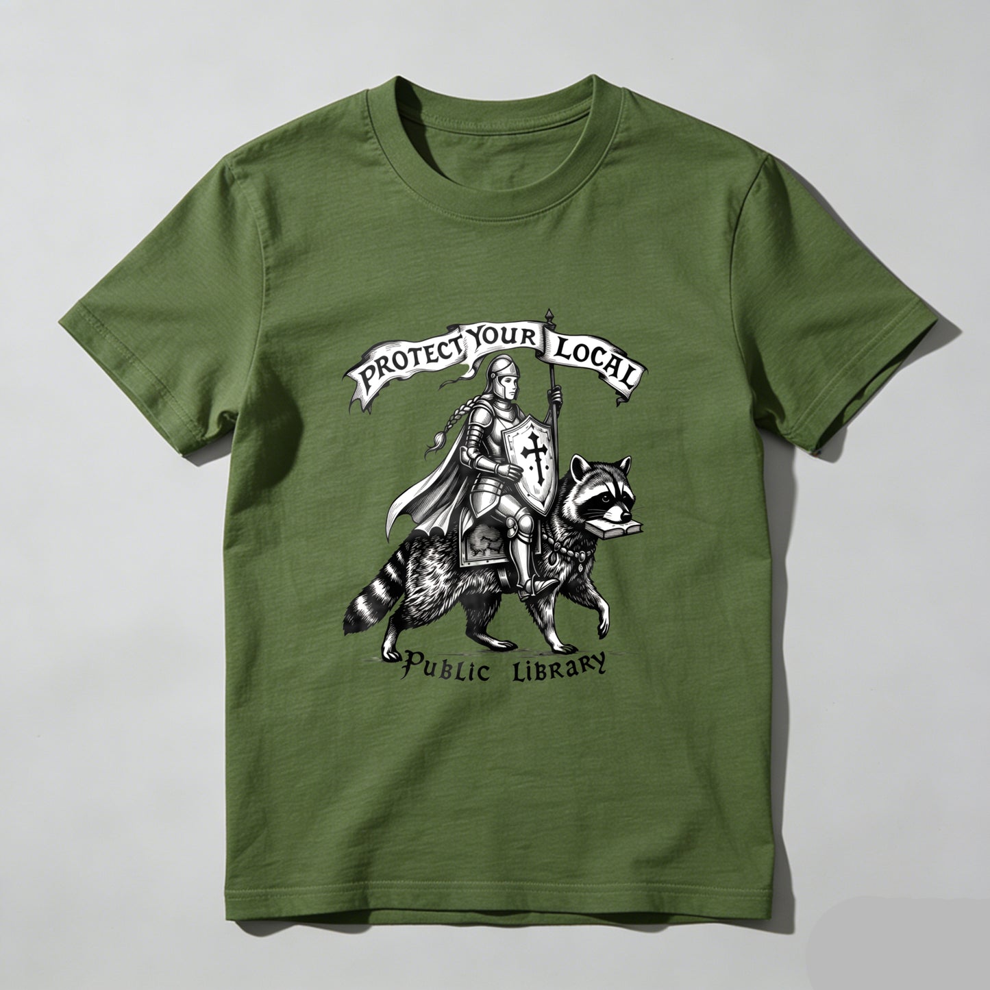 Wardrobecart Knight Riding Raccoon With Sword And Shield Unisex Classic T-shirt