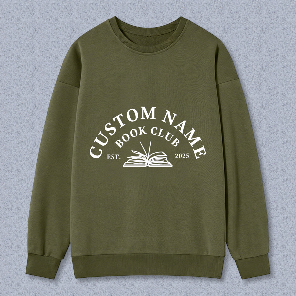 Wardrobecart Custom Name Book Club Est 2025 With Open Book Design Unisex Classic Sweatshirt