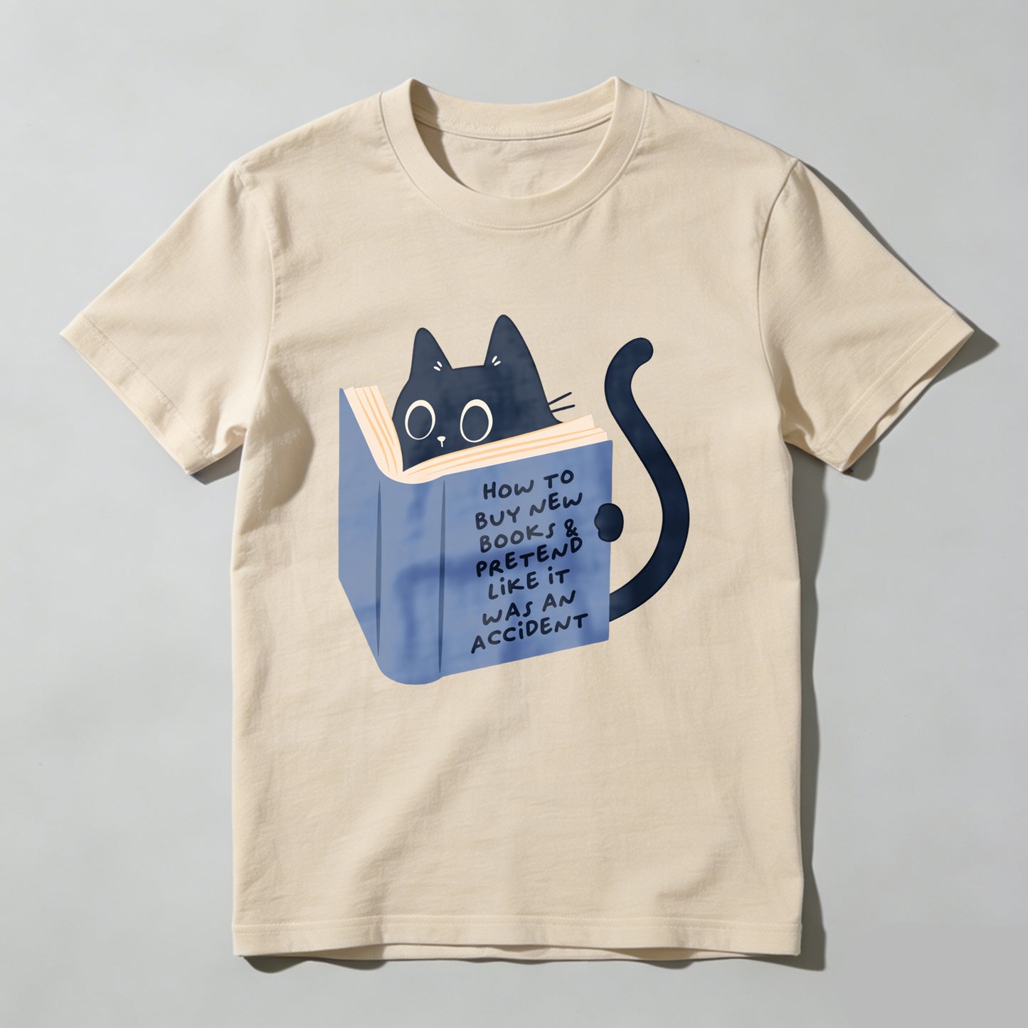 Wardrobecart Cat Reading Book With Text On Cover Unisex Classic T-shirt