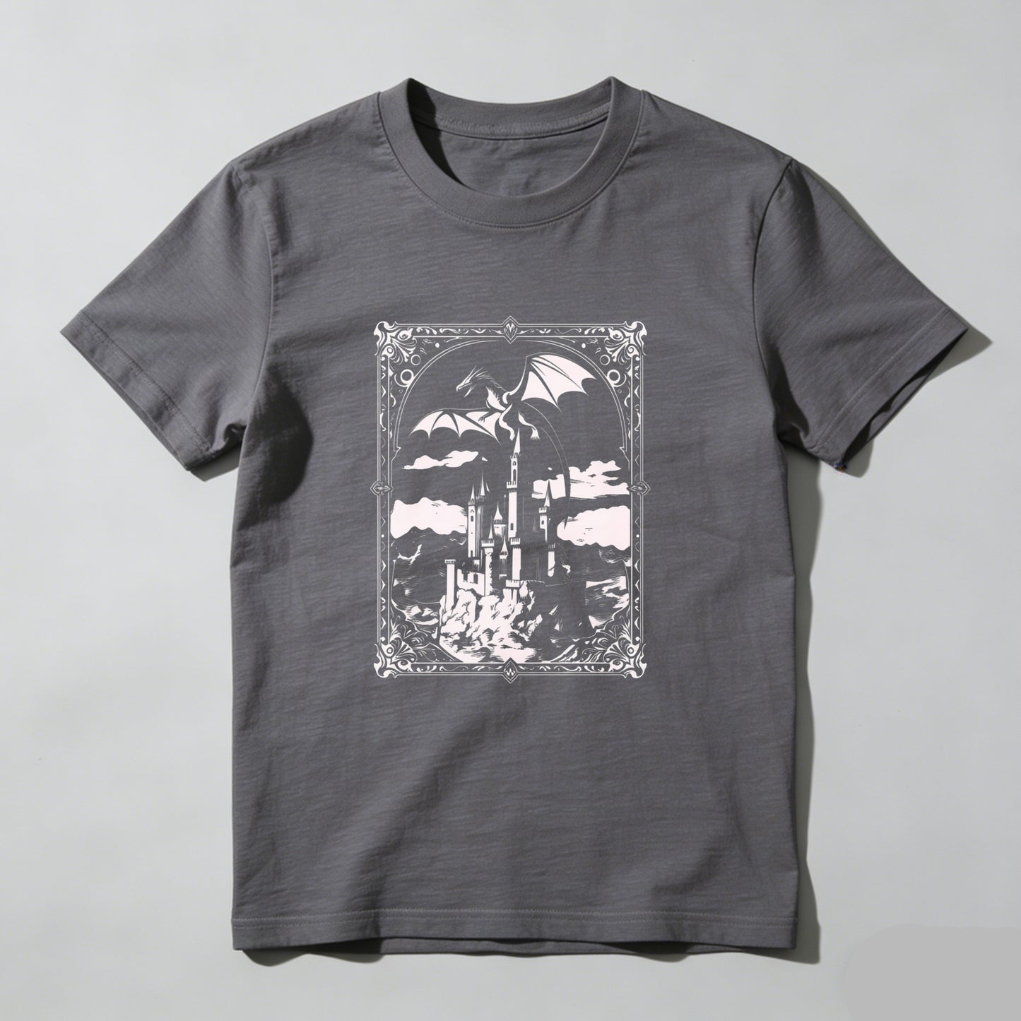 Wardrobecart Dragon Castle Sky Clouds Frame Artwork Design Unisex Classic T-shirt
