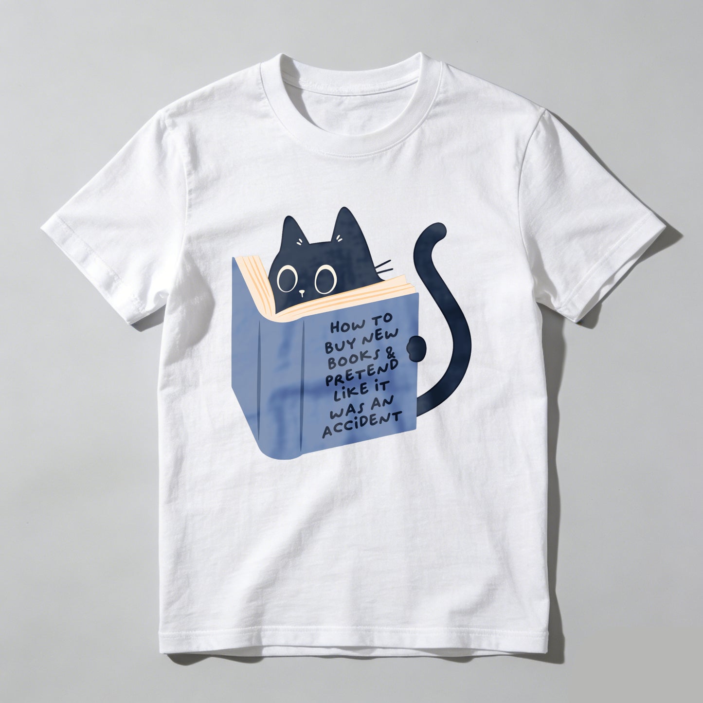 Wardrobecart Cat Reading Book With Text On Cover Unisex Classic T-shirt