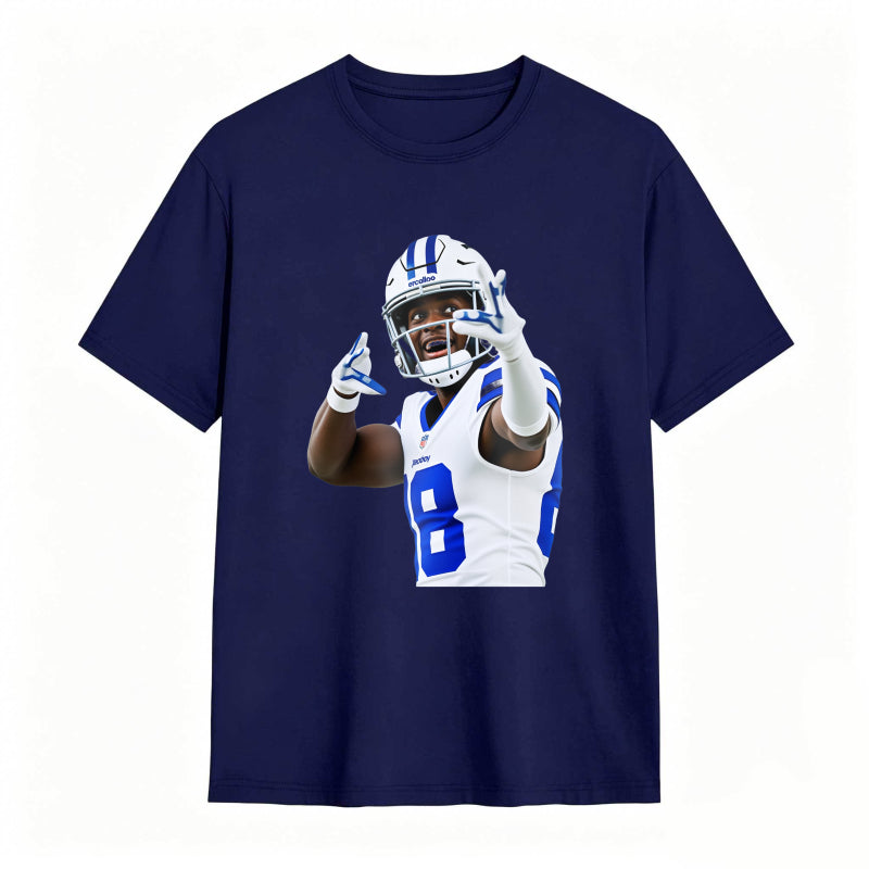 Football Player In Blue And White Uniform Making Peace Sign Unisex Classic T-shirt