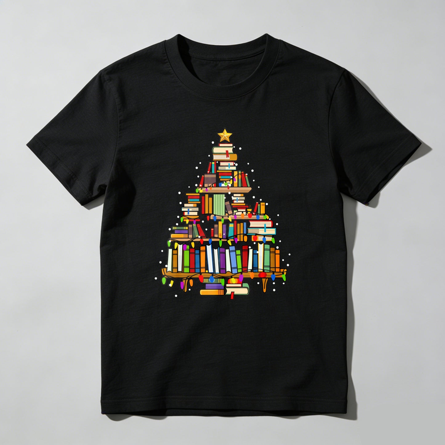 Wardrobecart Books Form Christmas Tree Pattern Unisex Classic T-shirt