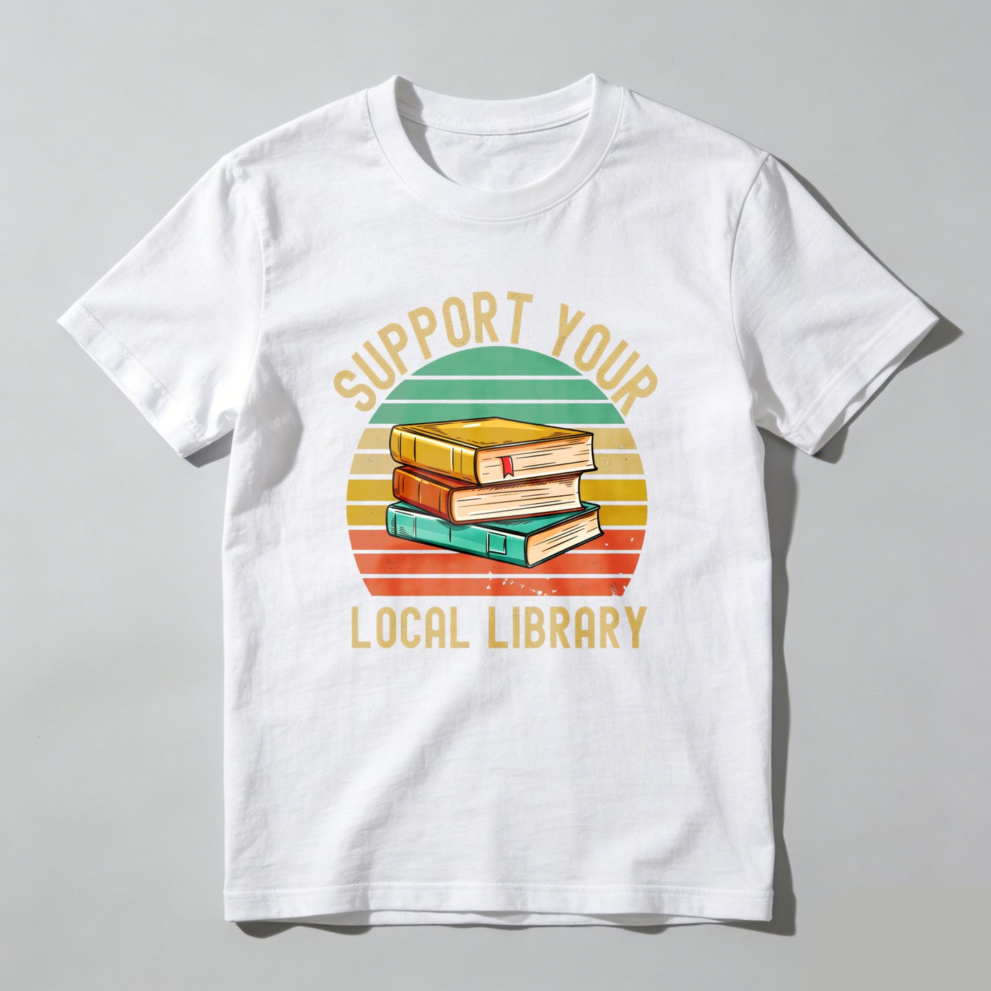 Wardrobecart Support Your Local Library Books Sunset Design Unisex Classic T-shirt