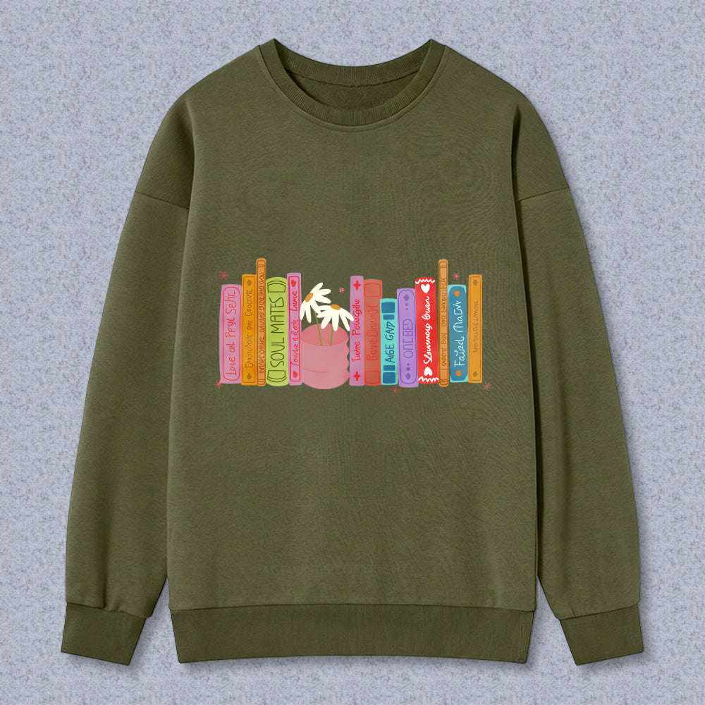 Wardrobecart Bookshelf With Colorful Books And Cupcake Unisex Classic Sweatshirt