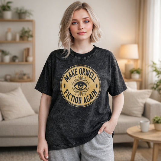 Wardrobecart Make Orwell Fiction Again Eye Symbol Unisex Washed T-shirt