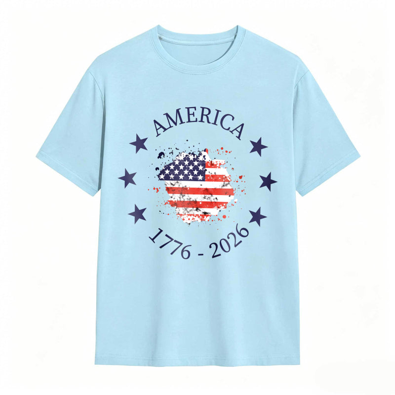 America 250th Anniversary Patriotic USA Flag Graphic Tee