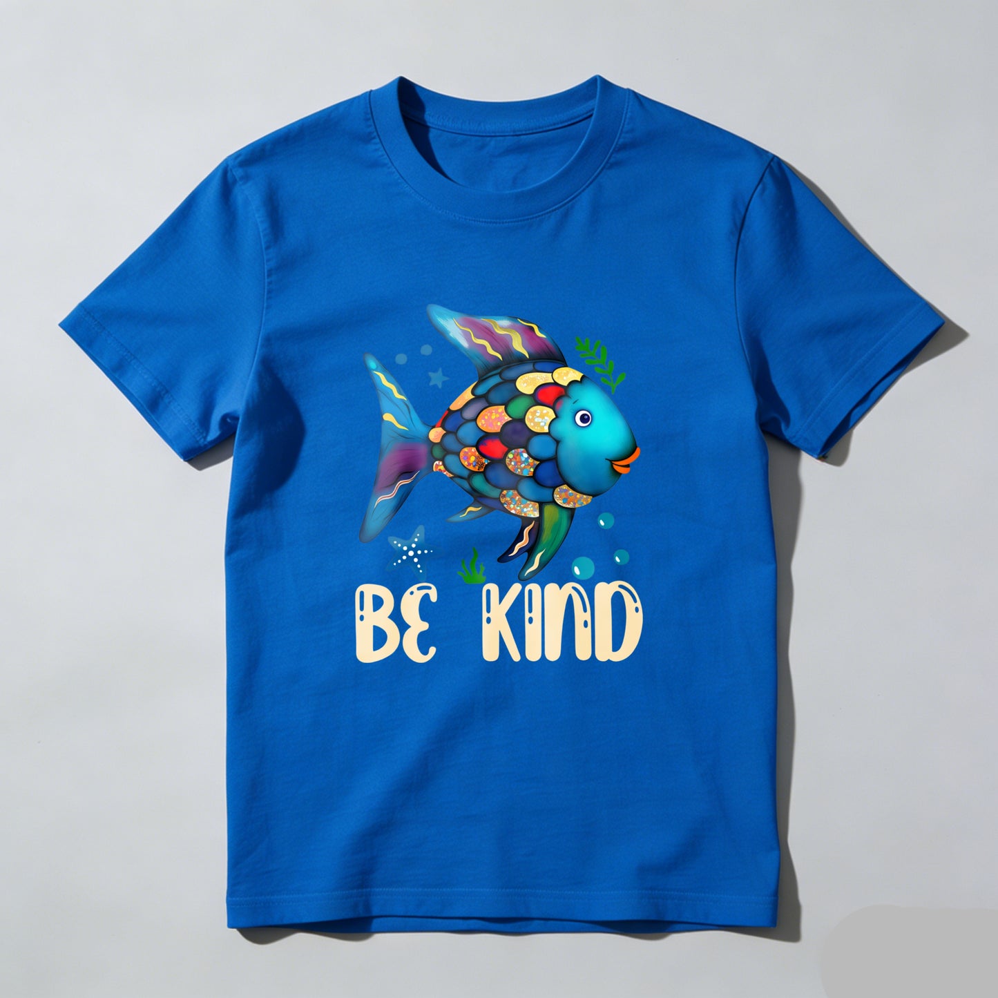 Wardrobecart Colorful Fish With Be Kind Text Unisex Classic T-shirt