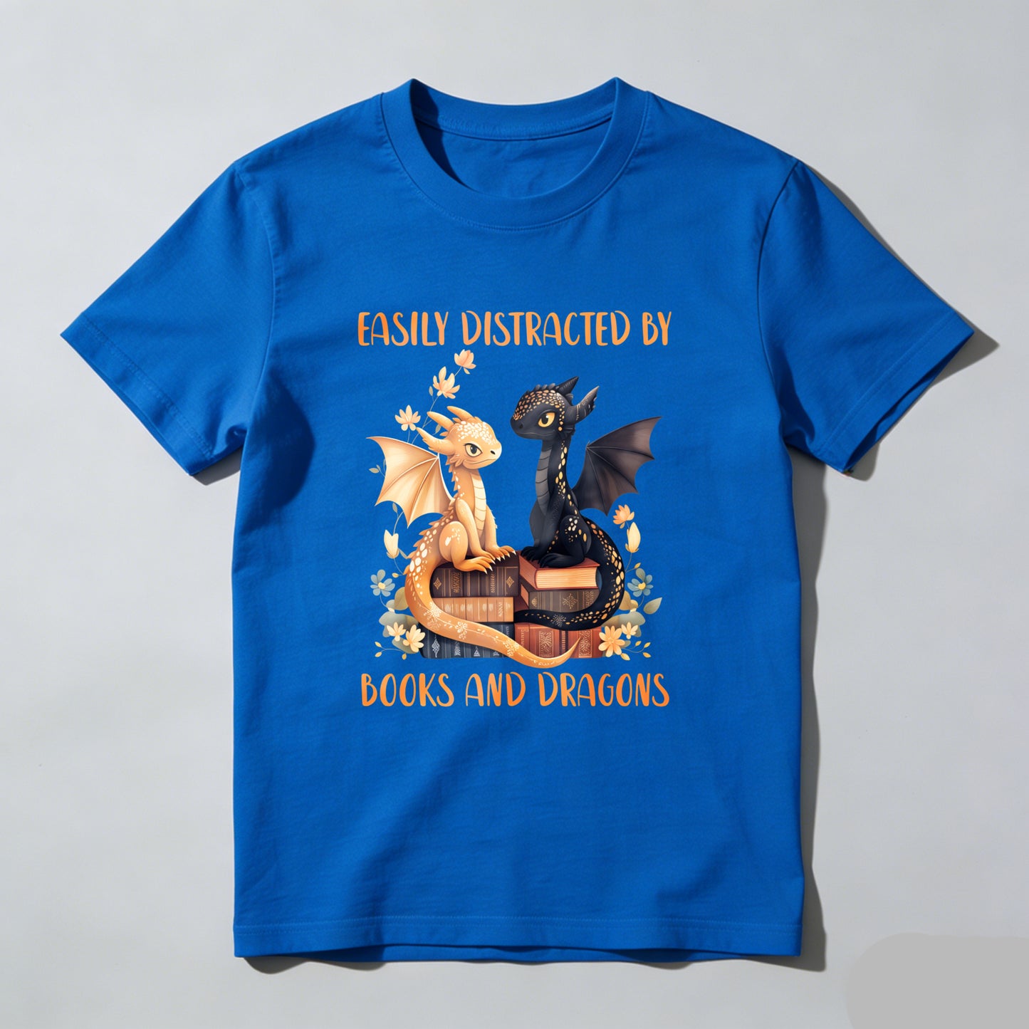 Wardrobecart Easily Distracted By Books And Dragons Unisex Classic T-shirt