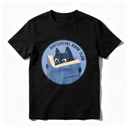 Wardrobecart Antisocial Book Club Cat Reading Book Unisex Classic T-shirt