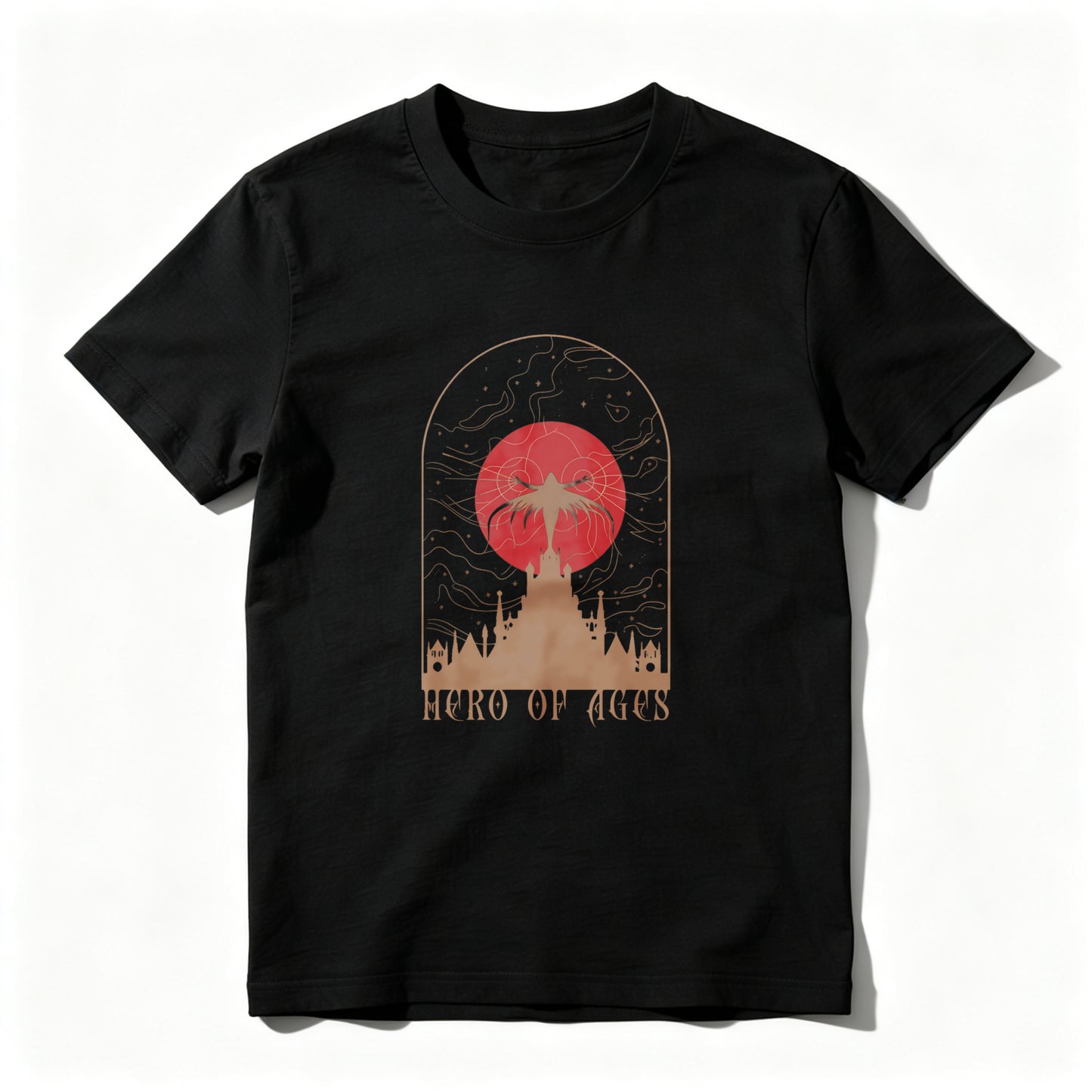 Wardrobecart Hero Of Ages Red Moon Castle Sky Unisex Classic T-shirt