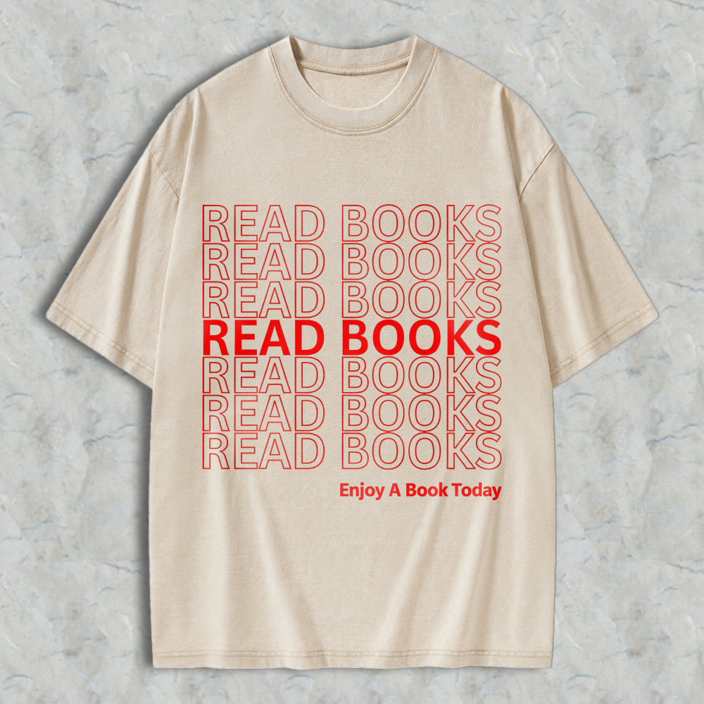 Wardrobecart Read Books Pattern Unisex Washed T-shirt