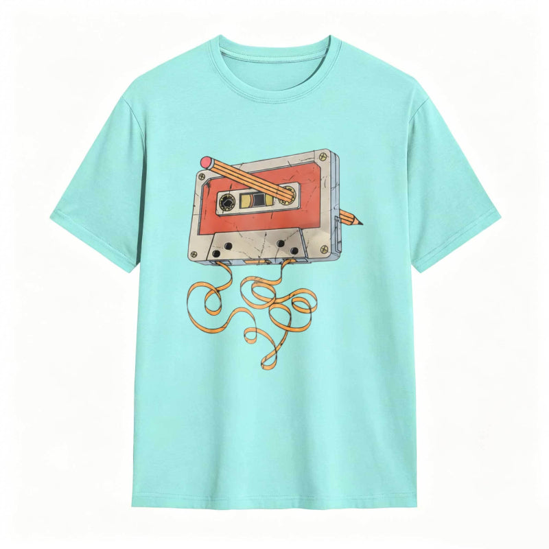 Vintage Cassette Tape Repair Print Funny Graphic T-Shirt