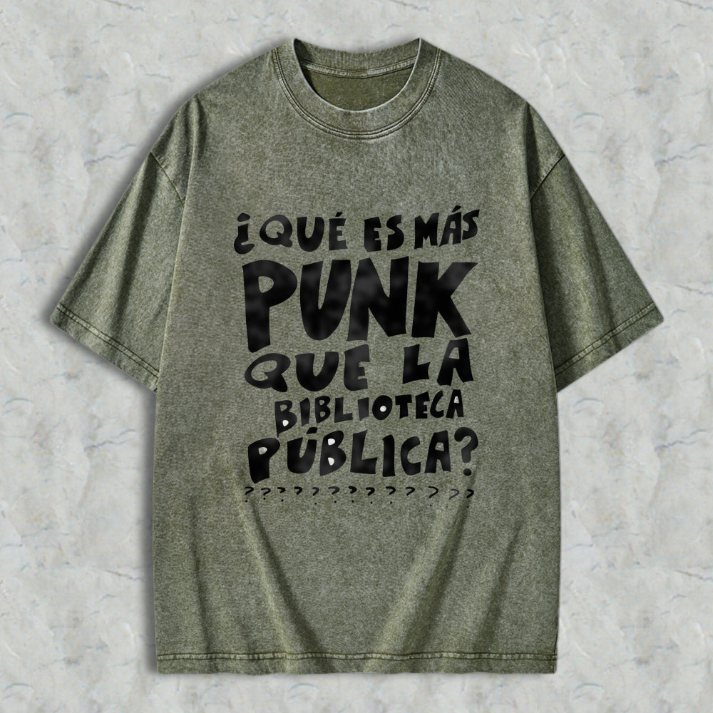 Wardrobecart What Is More Punk Than The Public Library Question Mark Unisex Washed T-shirt