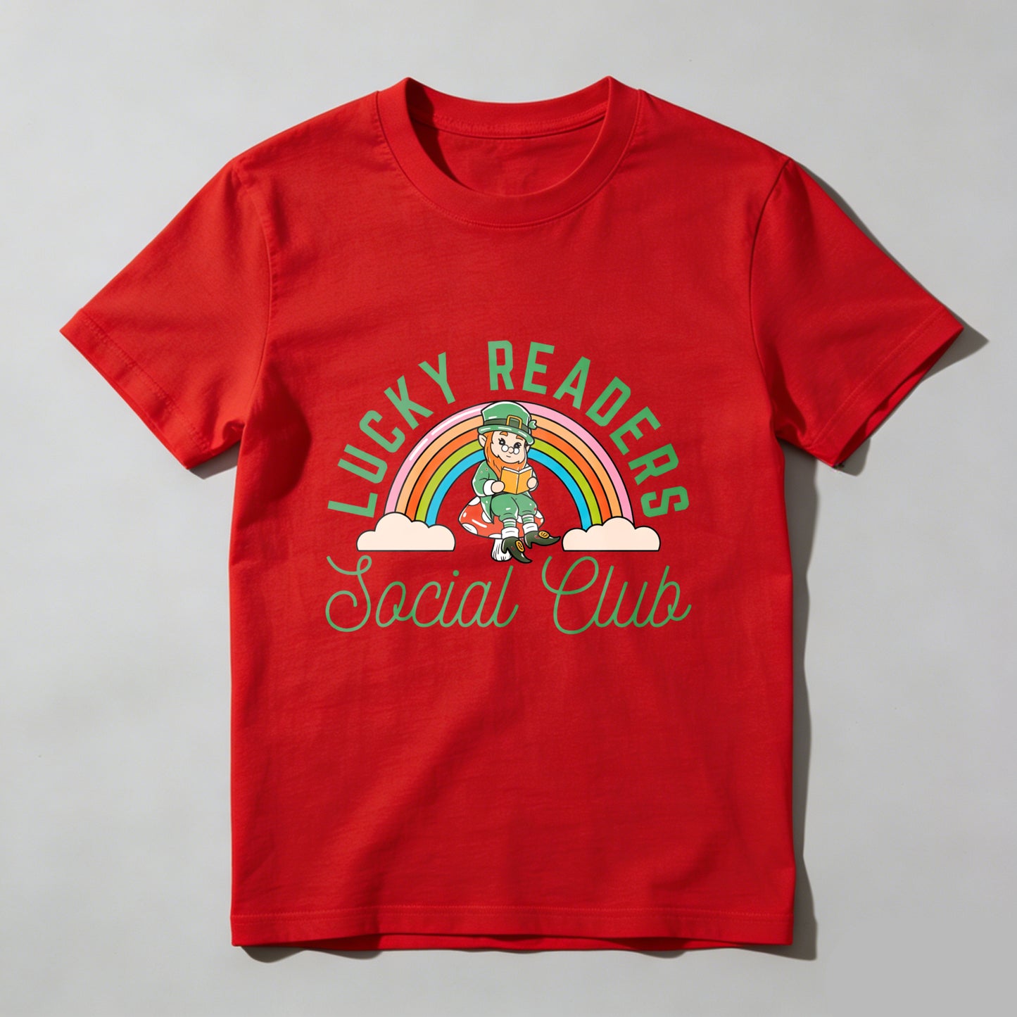 Wardrobecart Lucky Readers Social Club Rainbow Leprechaun Unisex Classic T-shirt