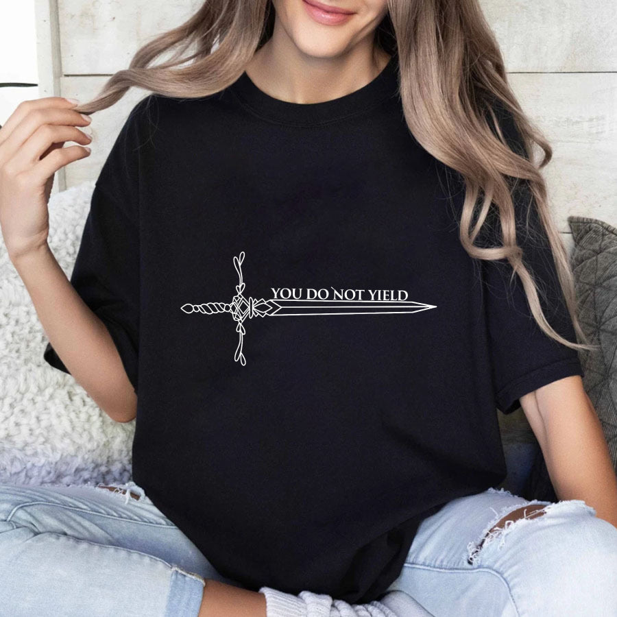 Wardrobecart Sword Design With Text You Do Not Yield Unisex Classic T-shirt