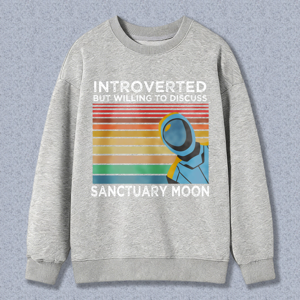 Wardrobecart Astronaut In Space With Rainbow Stripes And Text Introverted Sanguine Moon Unisex Classic Sweatshirt