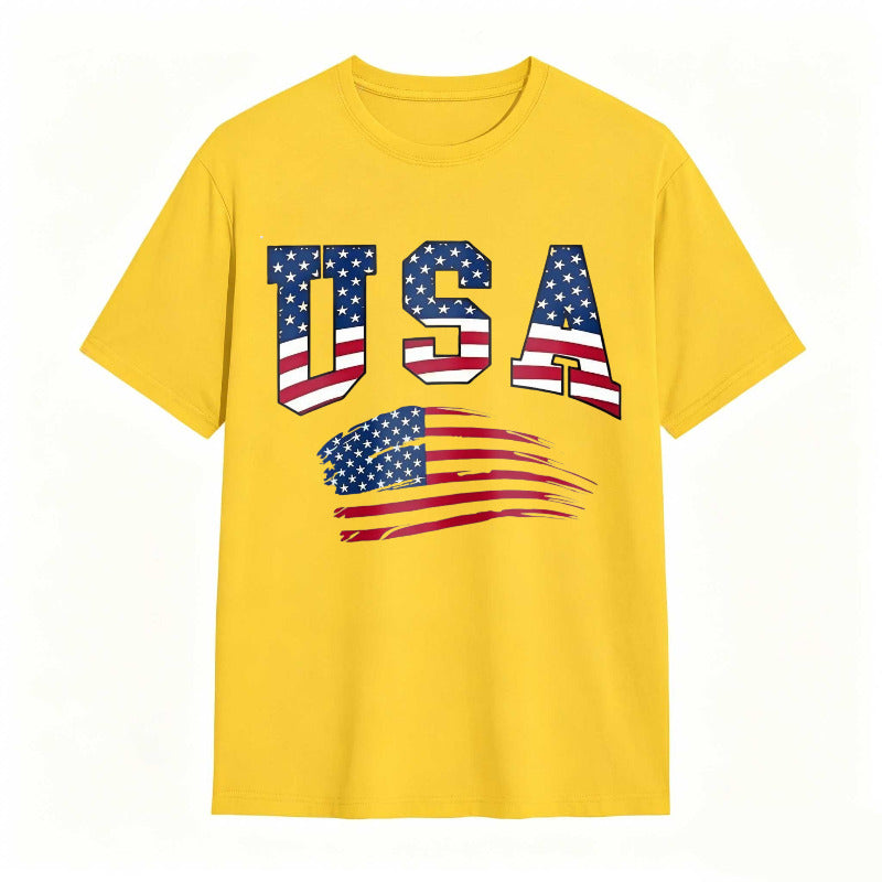USA Letter American Flag Print Tee Shirt