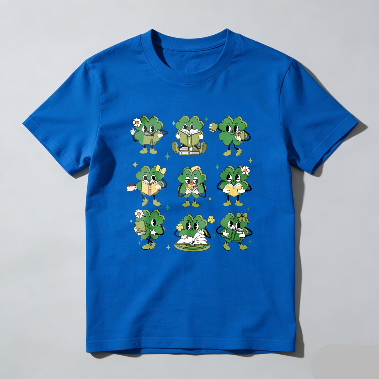 Wardrobecart Cute Clover Characters Reading Books Unisex Classic T-shirt