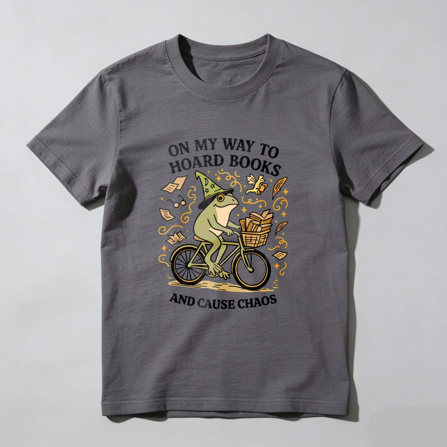 Wardrobecart Frog Riding Bike With Books And Hat Unisex Classic T-shirt