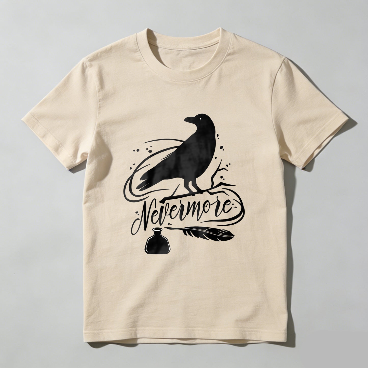 Wardrobecart Nevermore Raven With Feather And Bottle Unisex Classic T-shirt