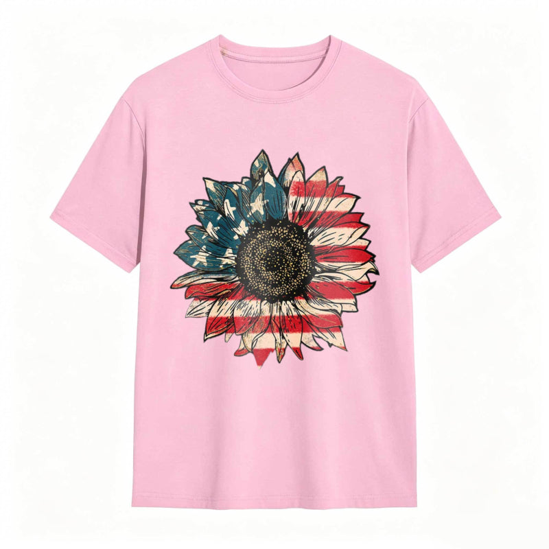 Sunflower With American Flag Design T-shirt