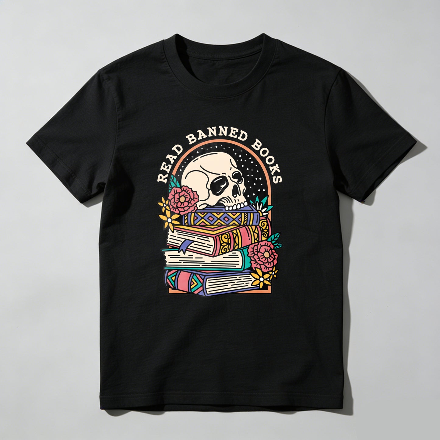 Wardrobecart Read Banned Books Skull And Books Unisex Classic T-shirt