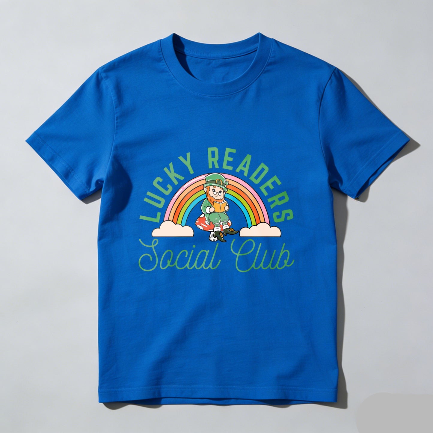 Wardrobecart Lucky Readers Social Club Rainbow Leprechaun Unisex Classic T-shirt