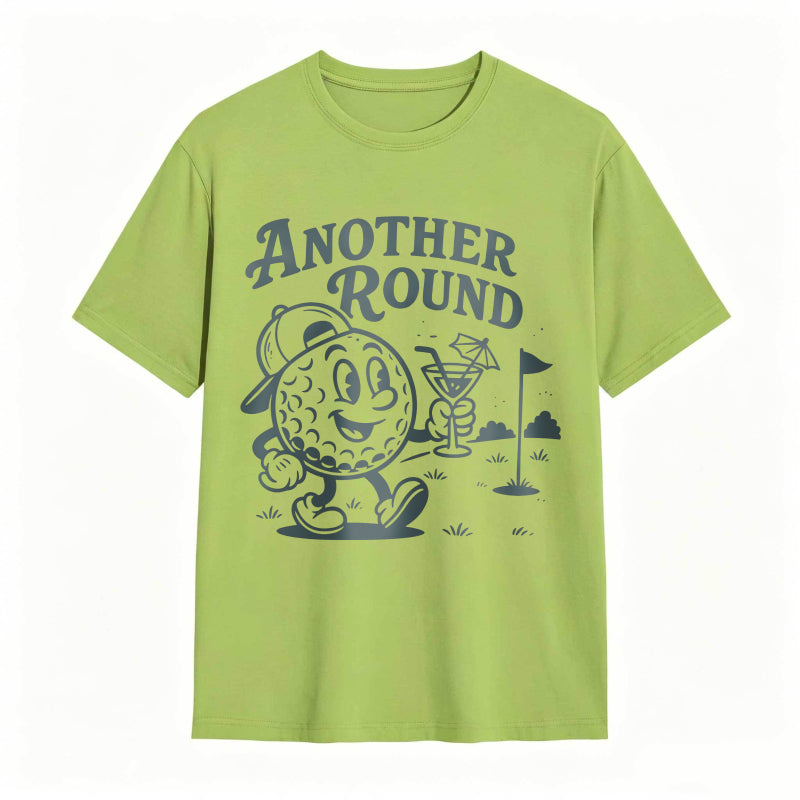 Golf Ball Character Holding Cocktail And Flag On Golf Course Another Round Text Unisex Classic T-shirt
