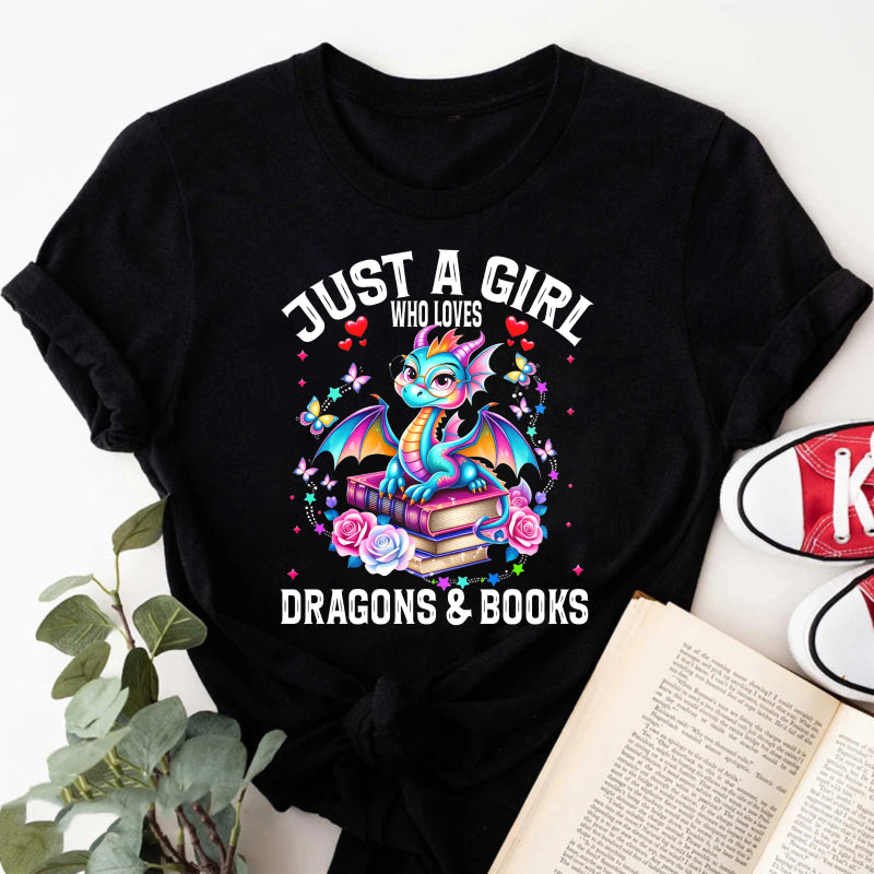Wardrobecart Just A Girl Who Loves Dragons And Books Unisex Classic T-shirt