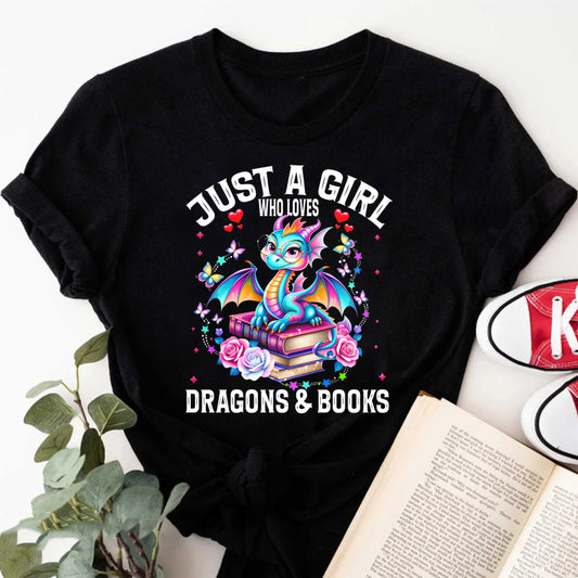 Wardrobecart Just A Girl Who Loves Dragons And Books Unisex Classic T-shirt