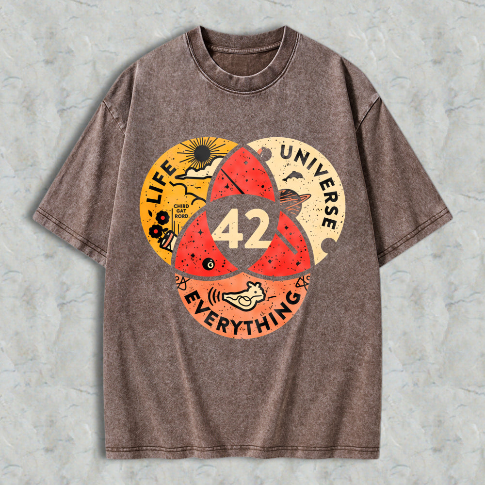 Wardrobecart Venn Diagram Life Universe Everything 42 Unisex Washed T-shirt