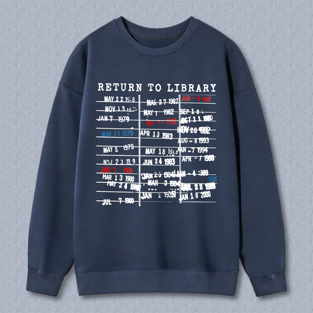 Wardrobecart Return To Library Date List Pattern Unisex Classic Sweatshirt