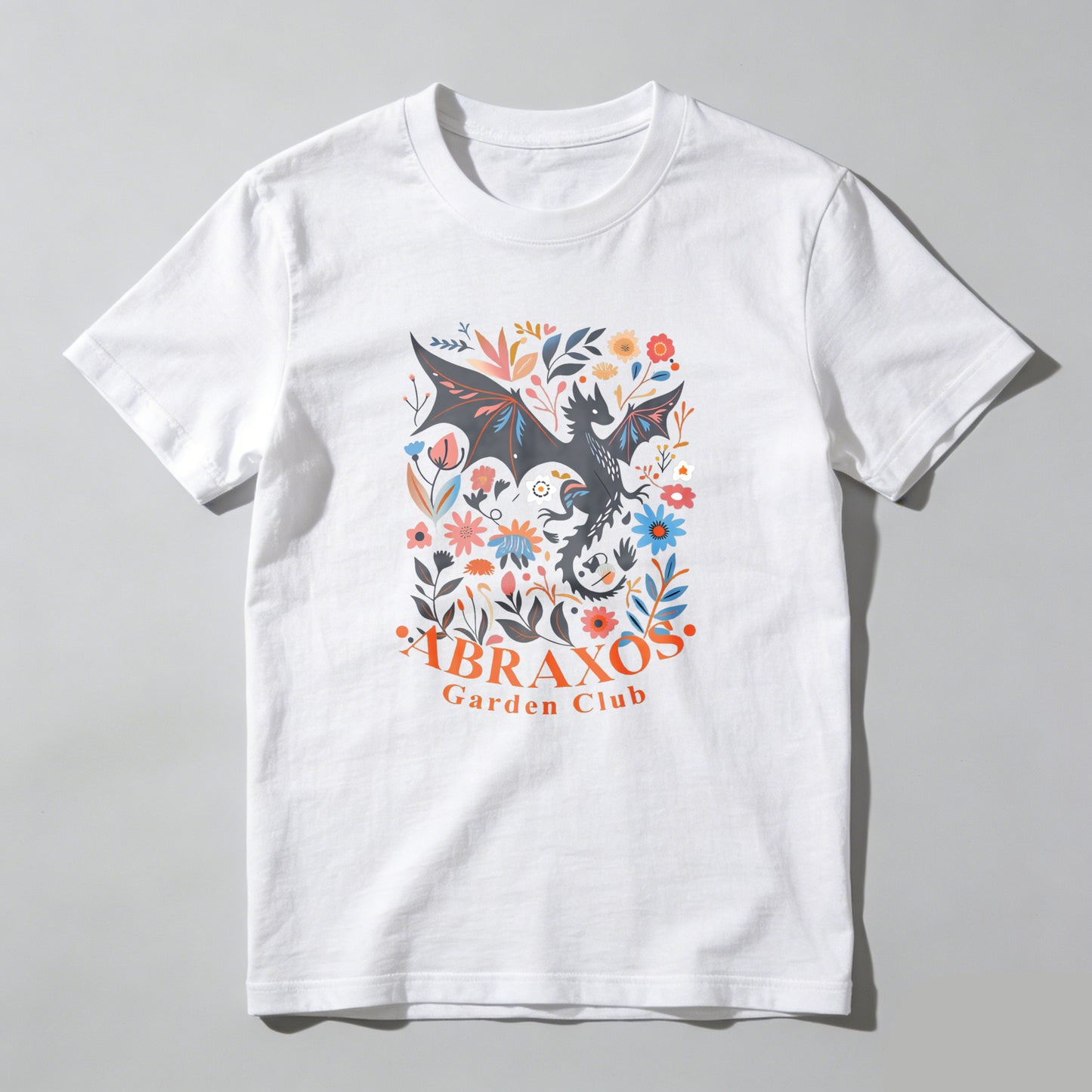 Wardrobecart Colorful Floral Dragon Design With Text Unisex Classic T-shirt