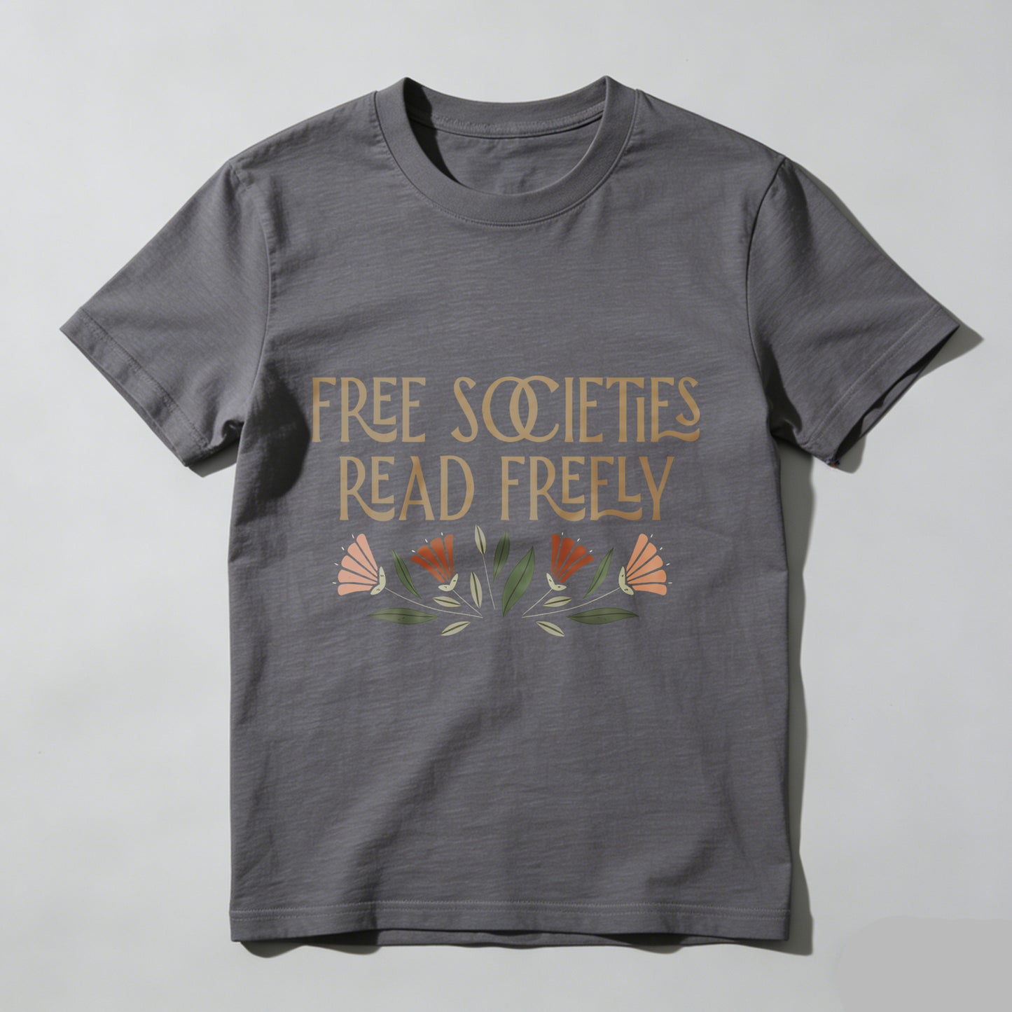 Wardrobecart Free Societies Read Freely Floral Design Unisex Classic T-shirt