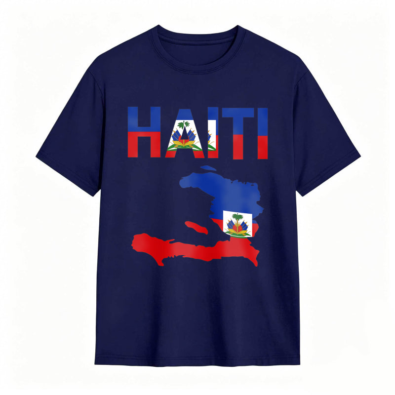 Cool Haiti Flag Map Haitian Pride T-Shirt