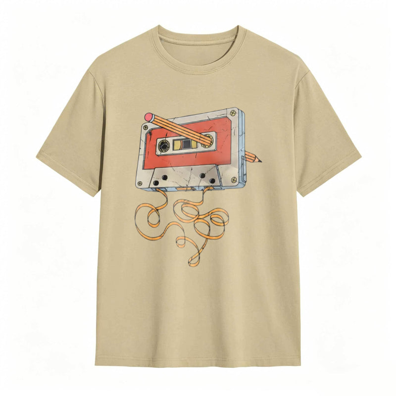Vintage Cassette Tape Repair Print Funny Graphic T-Shirt