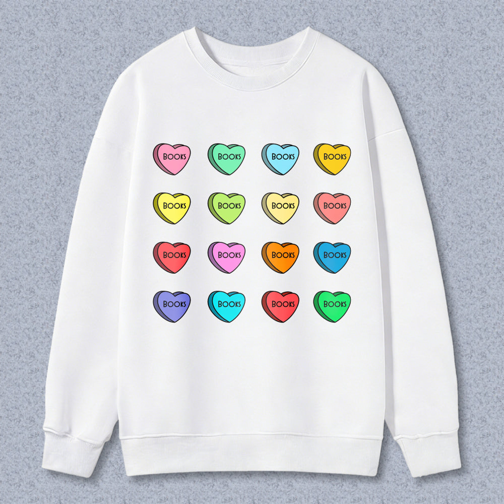 Wardrobecart Heart Shaped Book Candy Pattern Unisex Classic Sweatshirt
