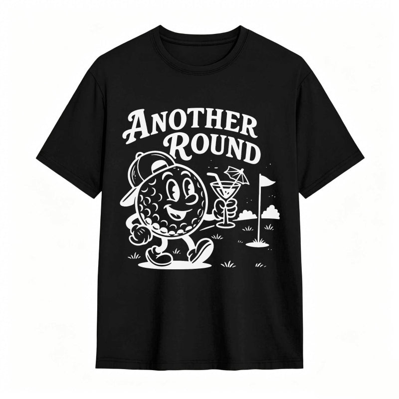 Golf Ball Character Holding Cocktail And Flag On Golf Course Another Round Text Unisex Classic T-shirt