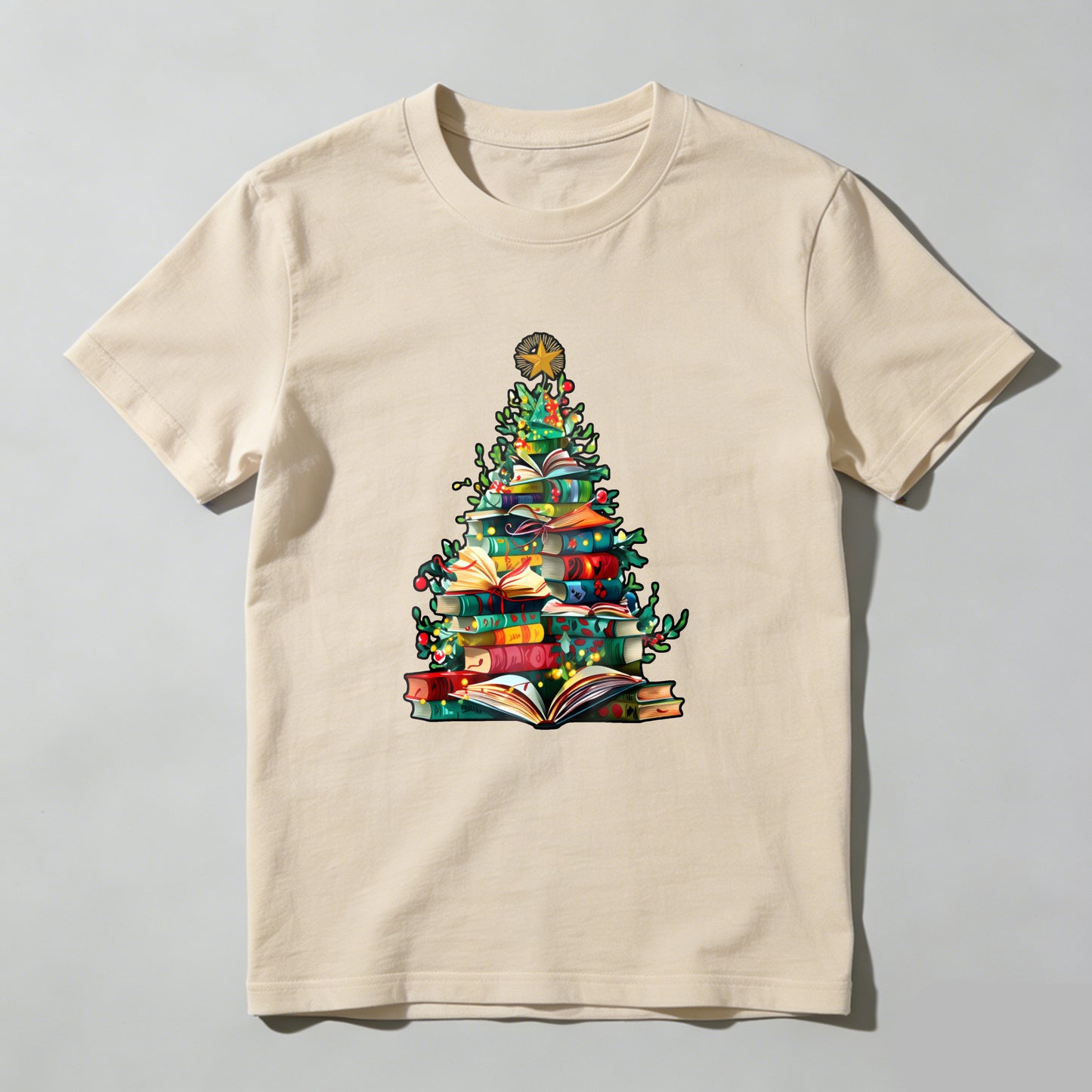 Wardrobecart Books Form Christmas Tree With Star Top Unisex Classic T-shirt