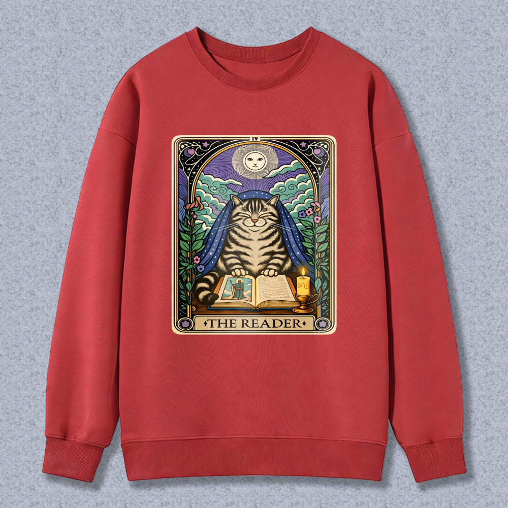 Wardrobecart Cat Reading Book Tarot Card Design The Reader Unisex Classic Sweatshirt