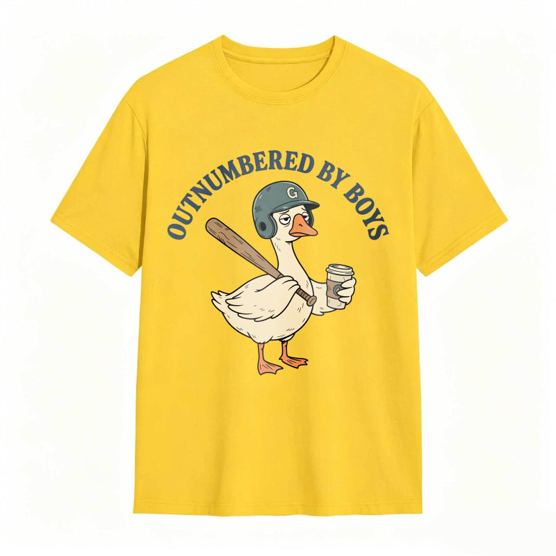 Comfort Colors Outnumbered By Boys Baseball Mom Goose Funny T-shirt