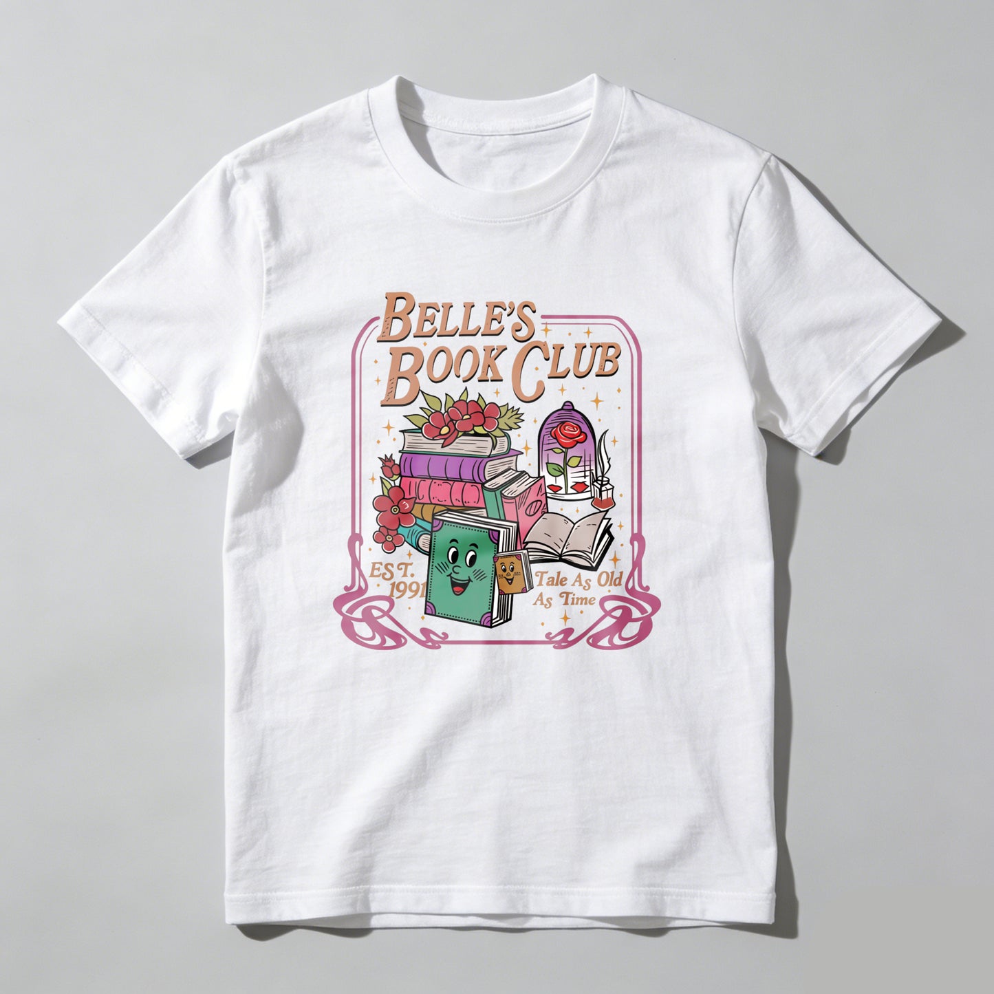 Wardrobecart Belle's Book Club With Books And Teapot Unisex Classic T-shirt