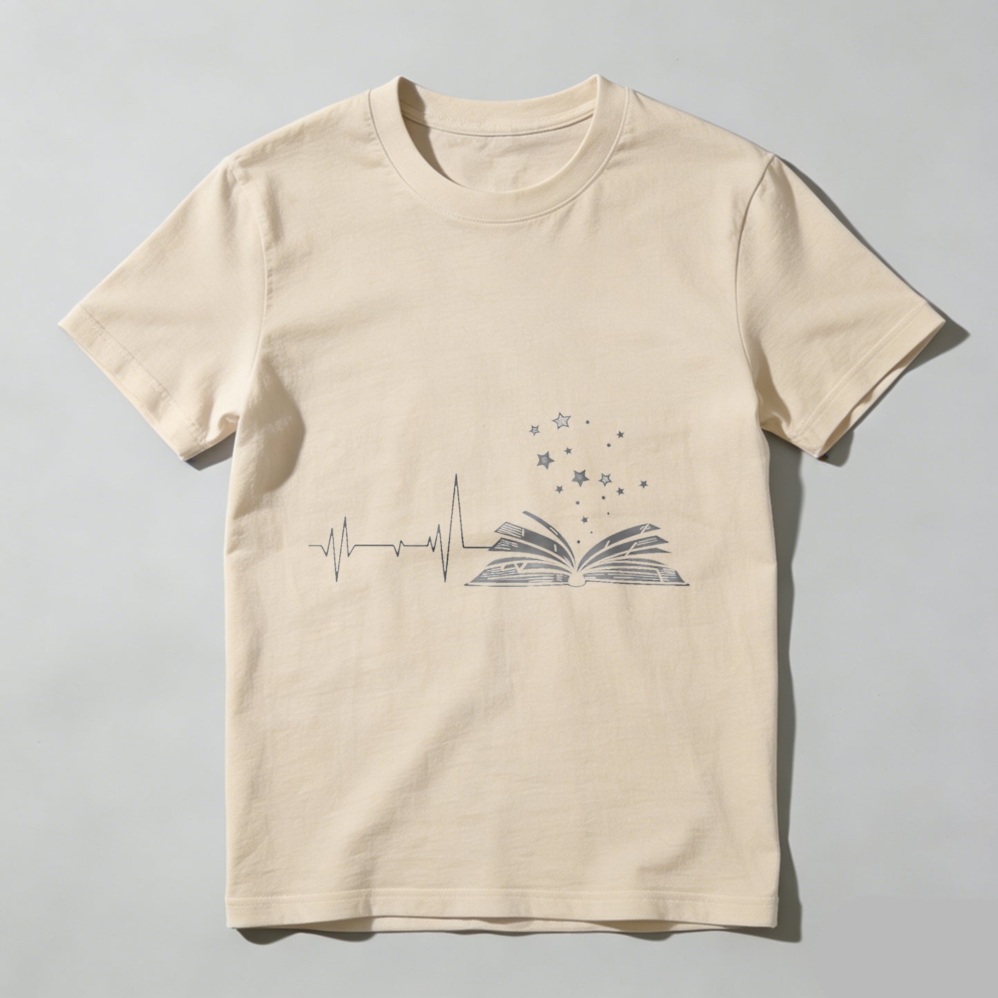Wardrobecart Heartbeat Book Stars Pattern Print Unisex Classic T-shirt