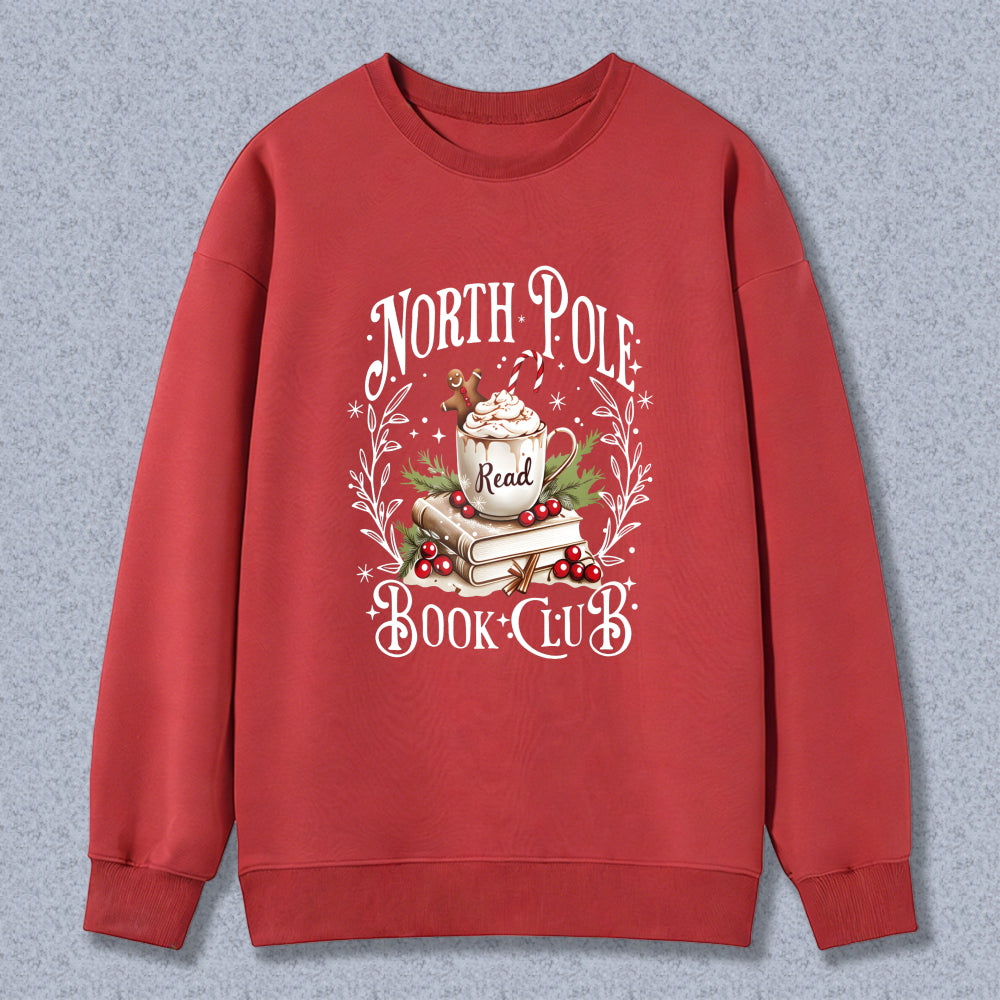 Wardrobecart North Pole Book Club With Coffee Mug Books And Holly Unisex Classic Sweatshirt