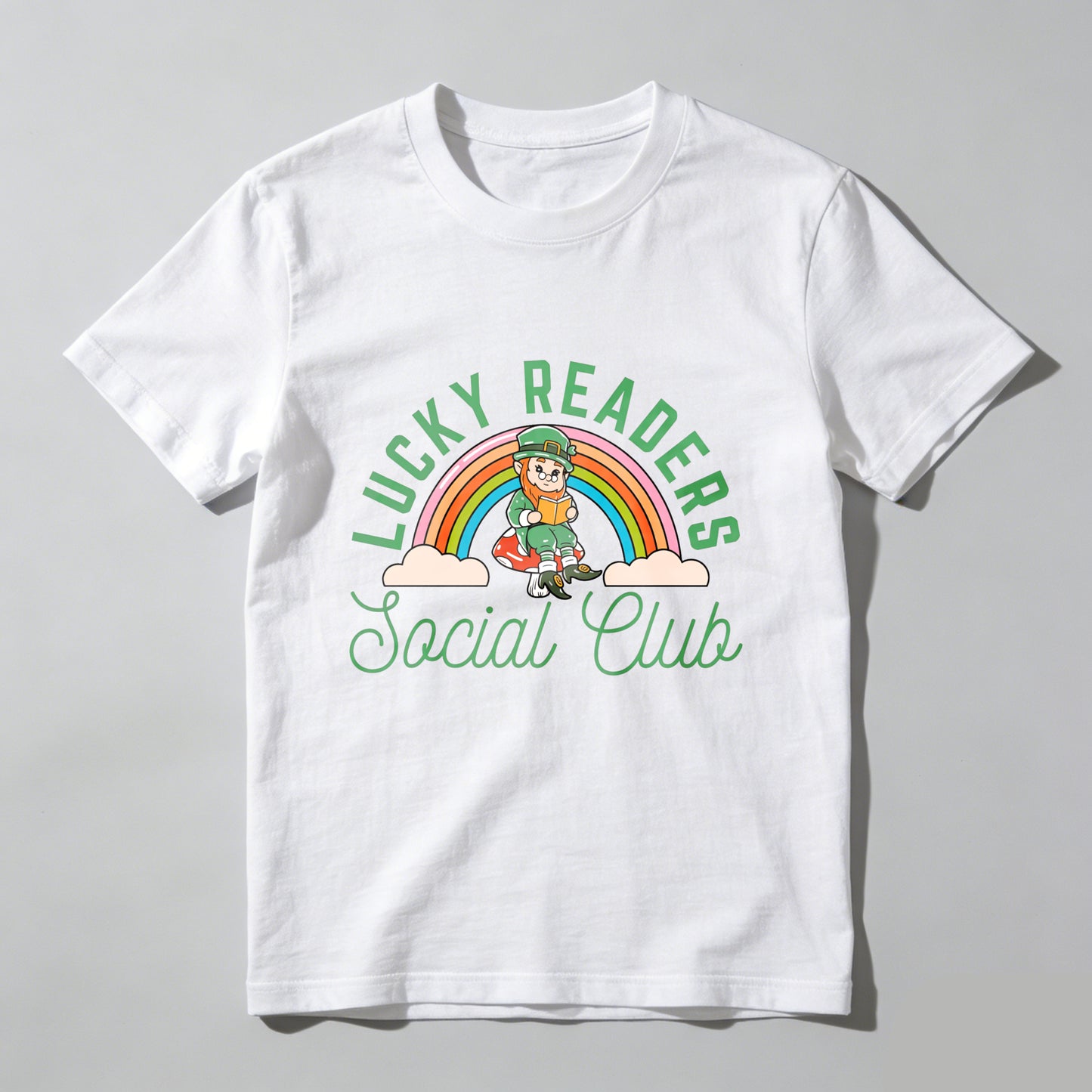 Wardrobecart Lucky Readers Social Club Rainbow Leprechaun Unisex Classic T-shirt