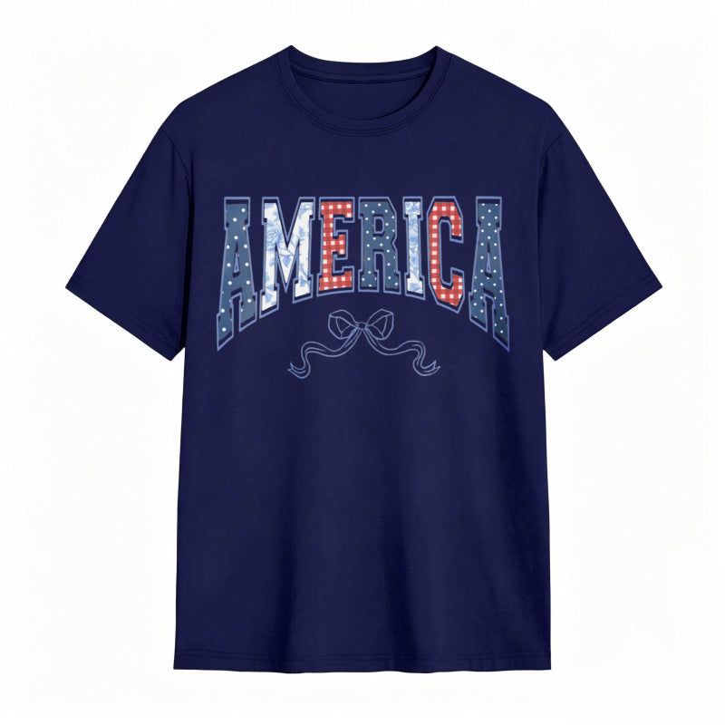 America Patriotic Stars And Stripes Design T-shirt
