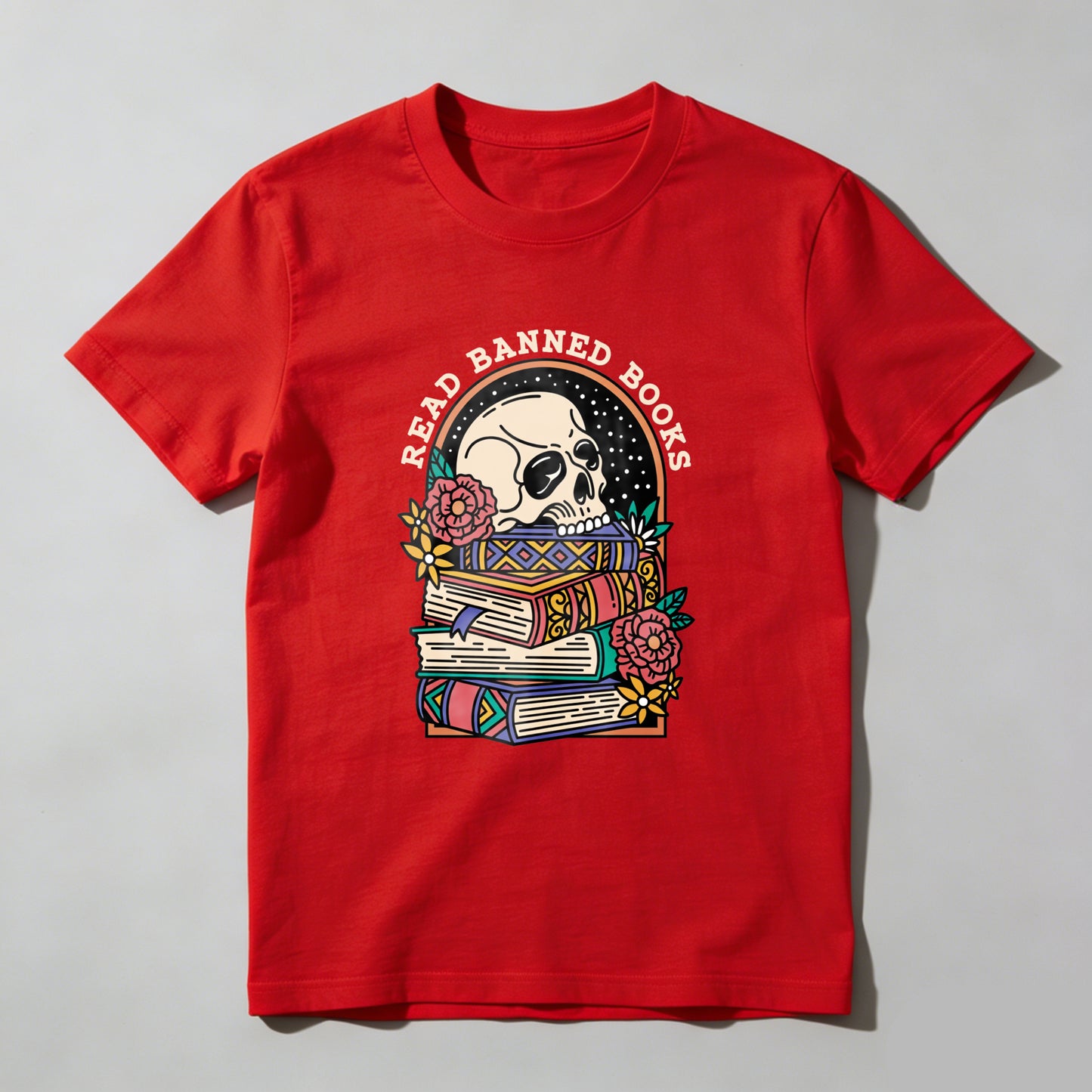 Wardrobecart Read Banned Books Skull And Books Unisex Classic T-shirt