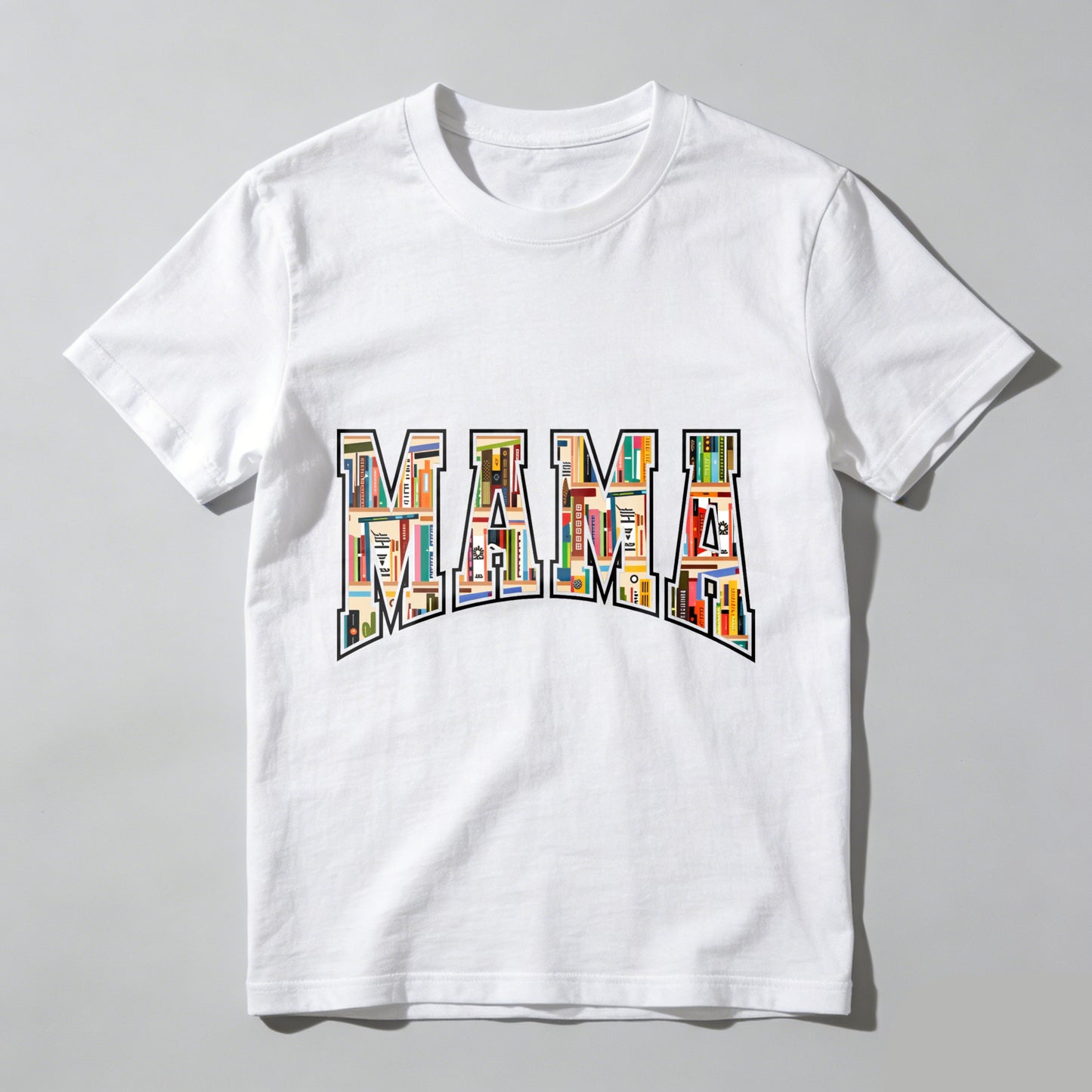 Wardrobecart Mama Bookshelf Pattern Print Design Unisex Classic T-shirt