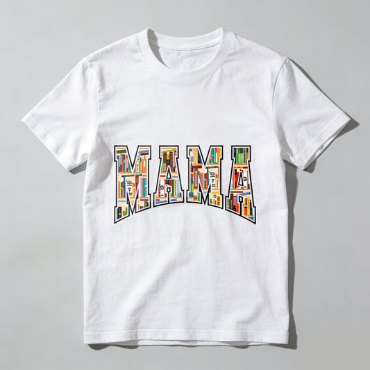 Wardrobecart Mama Bookshelf Pattern Print Design Unisex Classic T-shirt